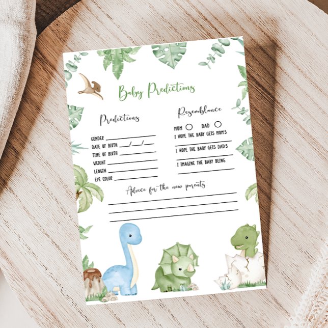 Its A Boy Dinosaur Baby Shower Predictions Game (It's A Boy Dinosaur Baby Shower Game)