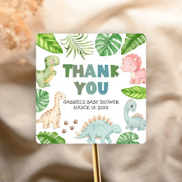 It's a Boy Dinosaur Baby Shower Quadratischer Aufkleber