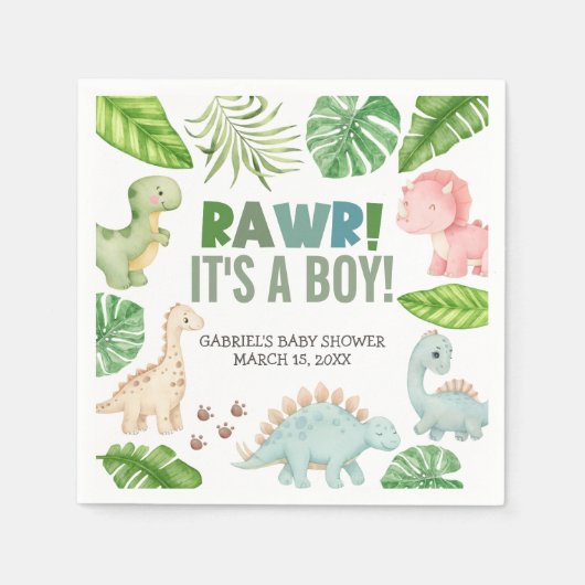 It's a Boy Dinosaur Baby Shower Serviette (Vorderseite)