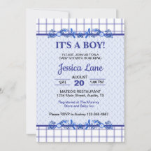 It's A Boy Elegant Blue Baby Shower