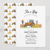 It's A Boy Framer Tractor Baby Shower Einladung (Vorne/Hinten)
