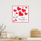 It's A Boy! Happy Red Hearts Custom Baby Shower Poster (Küche)