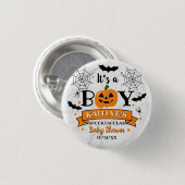 "It's a Boy" Kürbiskreifer Halloween-Kinderdusche Button (Vorne & Hinten)