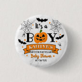 "It's a Boy" Kürbiskreifer Halloween-Kinderdusche Button (Vorderseite)