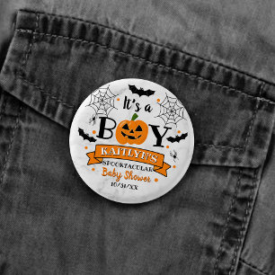 "It's a Boy" Kürbiskreifer Halloween-Kinderdusche Button