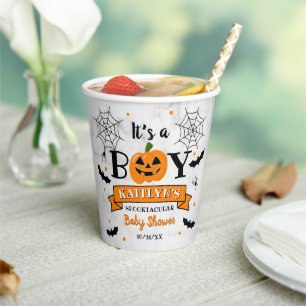 "It's a Boy" Kürbiskreifer Halloween-Kinderdusche Pappbecher