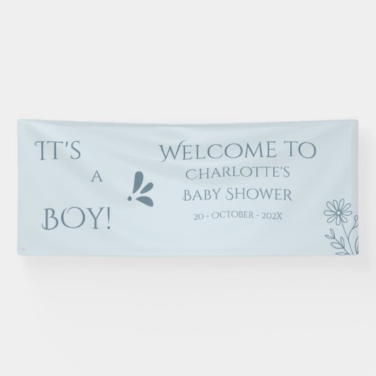 It's A Boy! Minimalism Pastel Blue Baby Shower Banner (Horizontal)