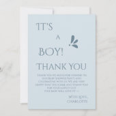 It's A Boy! Minimalism Pastel Blue Baby Shower Dankeskarte (Vorderseite)