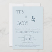 It's A Boy! Minimalism Pastel Blue Baby Shower Einladung (Vorderseite)