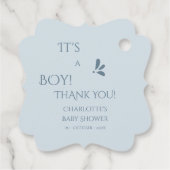 It's A Boy! Minimalism Pastel Blue Baby Shower Geschenkanhänger (Rückseite)