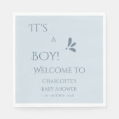 It's A Boy! Minimalism Pastel Blue Baby Shower Serviette (Vorderseite)