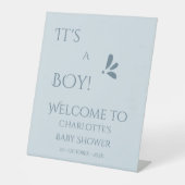 It's A Boy! Minimalism Pastel Blue Baby Shower Sockelschild (Vorderseite)