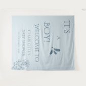 It's A Boy! Minimalism Pastel Blue Baby Shower Wandteppich (Vorderseite (Horizontal))