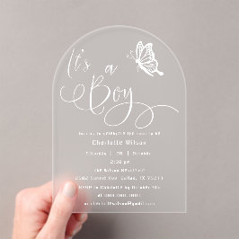 It's A Boy Modern Minimal Butterfly Baby Shower Acryleinladungen
