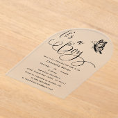 It's A Boy Modern Minimal Butterfly Baby Shower Acryleinladungen (Ablage )
