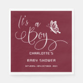 It's A Boy Modern Minimal Butterfly Baby Shower Serviette (Vorderseite)