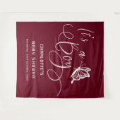 It's A Boy Modern Minimal Butterfly Baby Shower Wandteppich (Vorderseite (Horizontal))