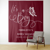 It's A Boy Modern Minimal Butterfly Baby Shower Wandteppich (Beispiel)