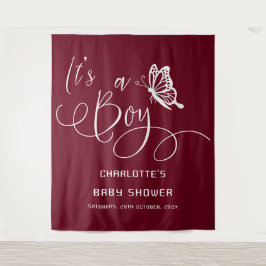 It's A Boy Modern Minimal Butterfly Baby Shower Wandteppich