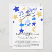 It's a Boy Moon Stars Mobile Baby Shower By Mail Einladung (Vorderseite)