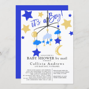 It's a Boy Moon Stars Mobile Baby Shower By Mail Einladung