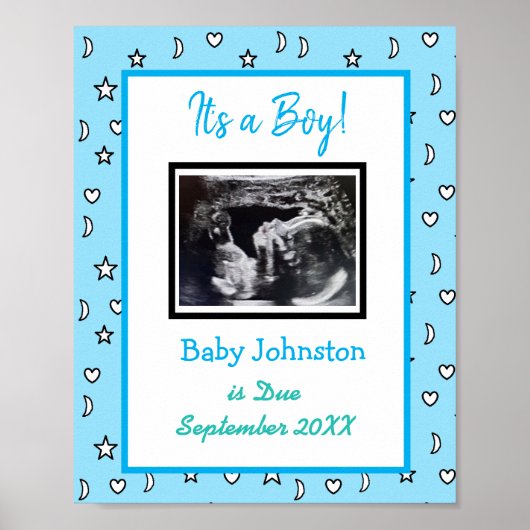It's a Boy, Pregnancy Announcement Ultrasound Pic Poster (Vorne)