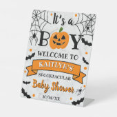 "It's A Boy" Pumkin Halloween Baby Dusche Willkomm Sockelschild (Vorderseite)