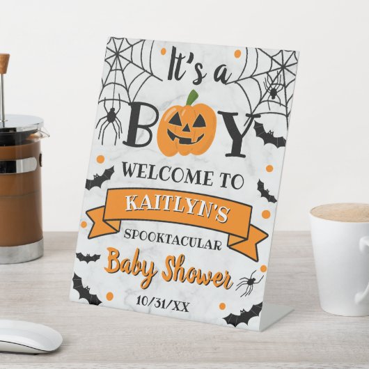 "It's A Boy" Pumkin Halloween Baby Dusche Willkomm Sockelschild (In SItu)
