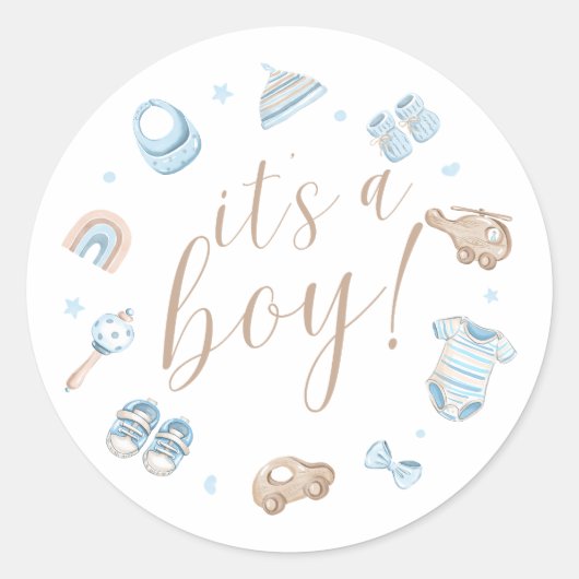It's a Boy Round Baby Shower Stickers  (Vorderseite)