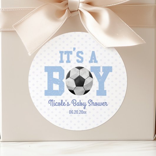 It's A Boy! Soccer Ball Baby Shower Party Favor Runder Aufkleber