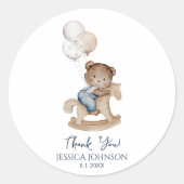 It's a Boy Teddy Bear Balloons Baby Shower Welcome Runder Aufkleber (Vorderseite)