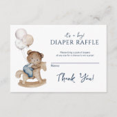 It's a Boy Teddy Bear & Balloons Diaper Raffle Begleitkarte (Vorderseite)