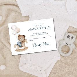 It's a Boy Teddy Bear & Balloons Diaper Raffle Begleitkarte