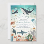 It's A Boy Under The Sea Baby Shower Invitation Einladung (Vorderseite)