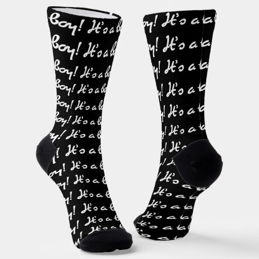 It's a Boy! White Script Baby Gender Reveal Socken (Gewinkelt)