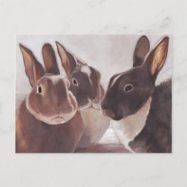 "It's a Bunny Dicussion" Art Postcard Postkarte