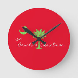 It's A Carolina Christmas South Carolina Holiday  Runde Wanduhr