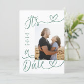 It's A Date Photo Sage Green Wedding Save The Date (Stehend Vorderseite)