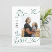 It's A Date Photo Sage Green Wedding Save The Date (Stehend Vorderseite)