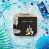 It's a Double Celebration Black Champagne Birthday Pappteller (Party)