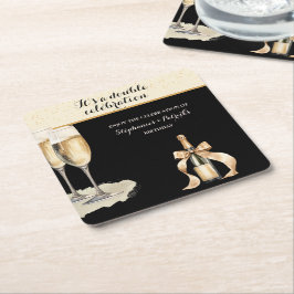 It's a Double Celebration Black Champagne Birthday Rechteckiger Pappuntersetzer