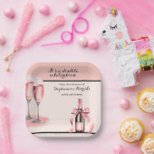 It's a Double Celebration Pink Champagne Birthday Pappteller (Party)