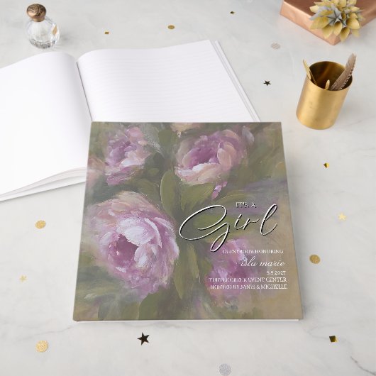 It's A Girl 12 x 12" Gästebuch (Vorderseite offen)