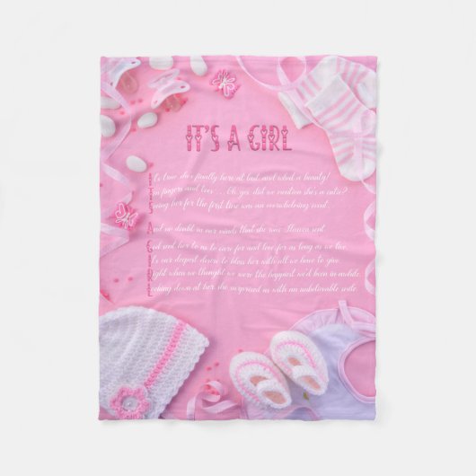 "It's a Girl" Baby Blanket Fleecedecke (Vorderseite)