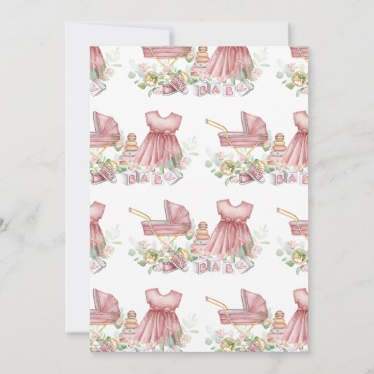 It's a Girl Baby Clothes Baby Shower Einladung (Rückseite)