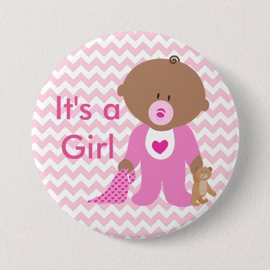 "It's a Girl" Baby Shower Button (Vorderseite)
