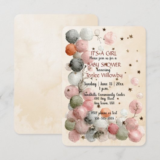 It's A Girl Baby Shower Invitation Einladung (Vorne/Hinten)