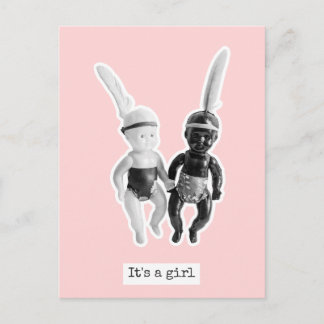 It's a girl - Black and White Doll Indians Postkarte