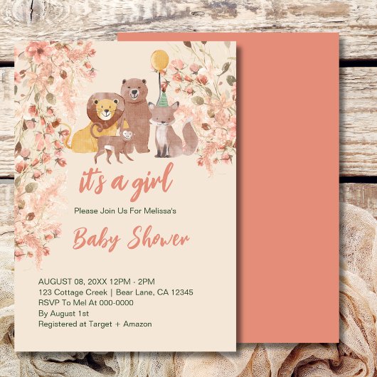 It's a girl Boho Safari Baby Shower  Einladung