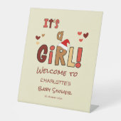 It's a Girl! Christmas Baby Shower Welcome Sockelschild (Vorderseite)